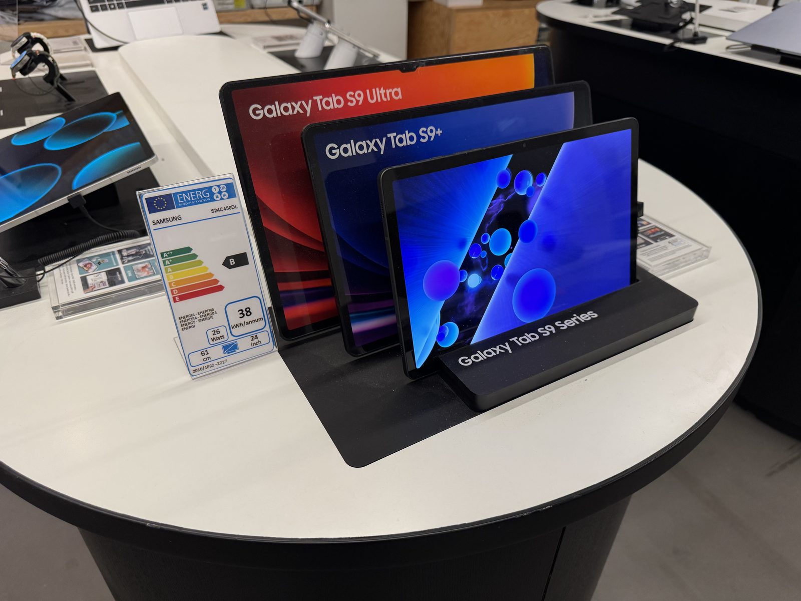 Tablet-opstelling met labels